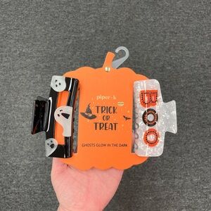 Glow In The Dark Ghost Halloween Hair Clip Set- Medium